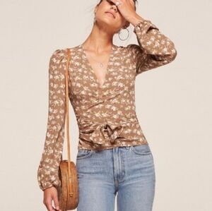 Reformation new Toulouse wrap blouse size small